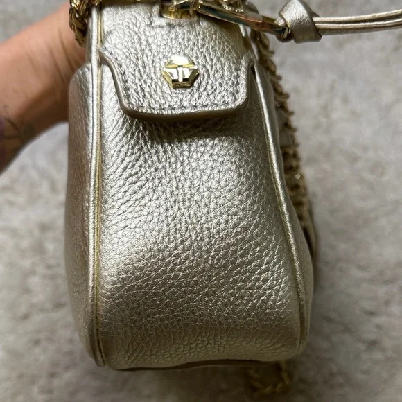 Tory Burch Metallic Gold Leather Thea Chain Crossbody